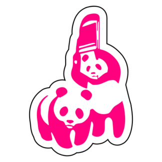 Funny Panda Fight Sticker (Hot Pink)